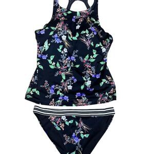 Athleta Women's Floral Tankini Swim Set Size 38 B/C M Multicolor 2 Piece